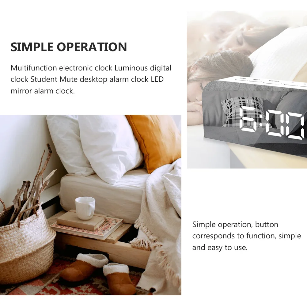 

1 Set Led Digital Alarm Clock Large Bright Display Compact Portable Electric Clock Adjustable Brightness Nap Function Simple