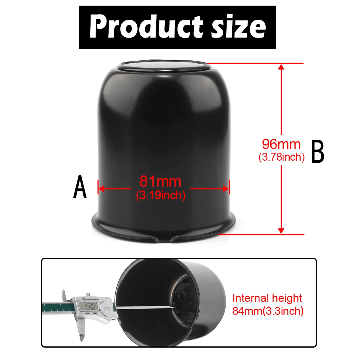 CF Performance 2/4 Stück 81mm Matt Schwarz Lackierte Kohlenstoffstahl-Durchsteck-Nabenkappen für Anhänger, LKWs, SUVs, Wohnmobil-Felgen – Detail 2