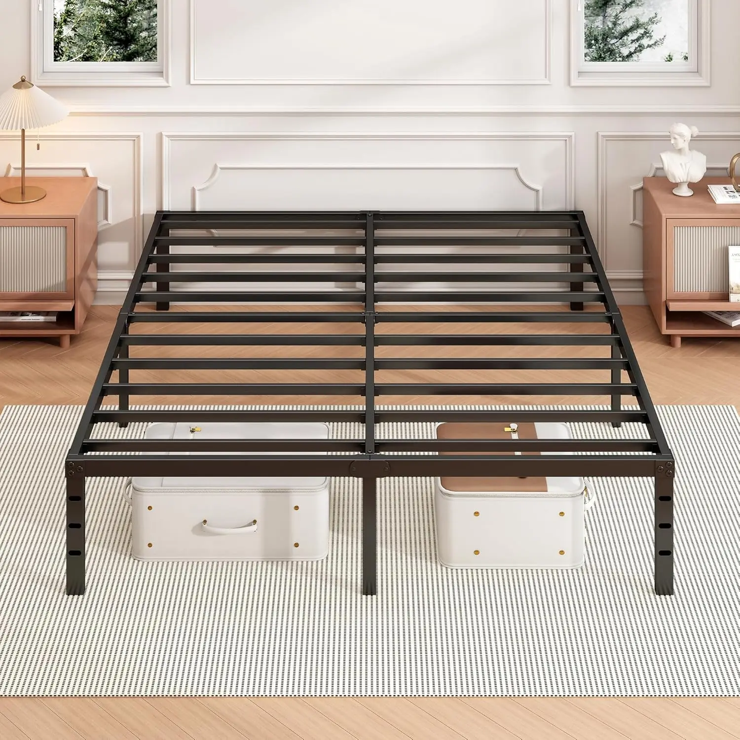14 Inch Queen Bed Frame - Sturdy Metal Platform Queen Size, No Box Spring Needed, Heavy Duty, Easy Assembly, Strong Bearing Capa