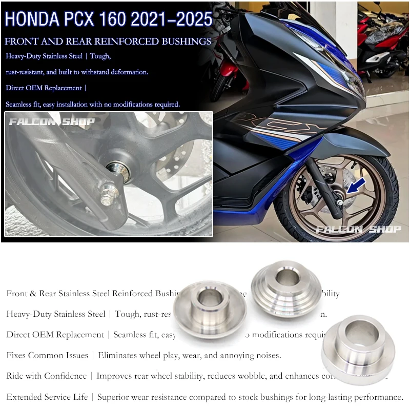 Honda PCX160 modified front wheel reinforced shaft sleeve 2021 2022 2023 2024 2025 rear wheel reinforced shaft sleeve