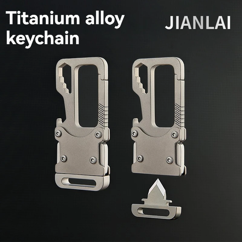 

New Multi functional titanium alloy car keychain, men's waist hanging, simple and portable combination tool, unboxing knife