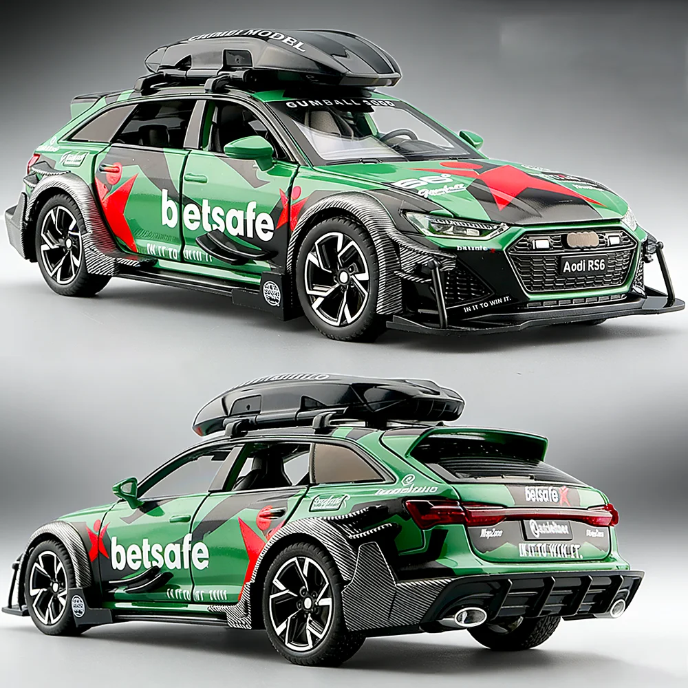 

1:32 Scale RS6 Toys Miniature Models Cars Toys Metal Diecast Wheel Pull Back Doors Opened Rubber Tires Sports Car Toy Ornaments