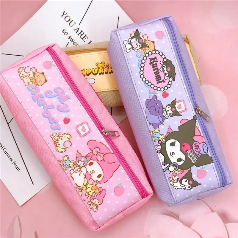 Sanrio Kawaii Pen Case Large Capacity Kuromi My melody Cinnamoroll Pencil Box Girls Cartoon Cute Coin Purse Gift Wholesale