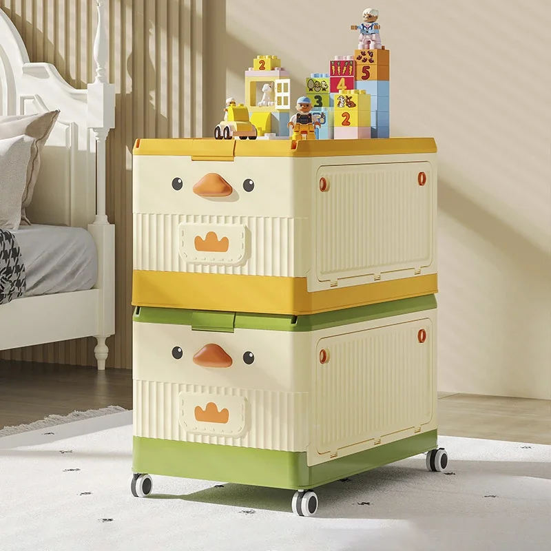 Large Capacity Children's Toy Storage Box With Wheels Household Stacksable Sundries Books Building Blocks PP Organizer Container