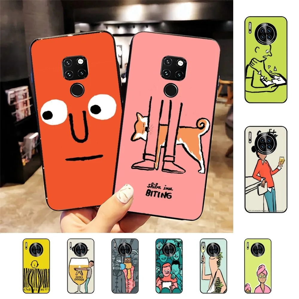 Art Design Jean Jullien Phone Case For Huawei Mate 10 20 30 40 50 lite pro Nova 3 3i 5 6 SE 7 pro 7SE