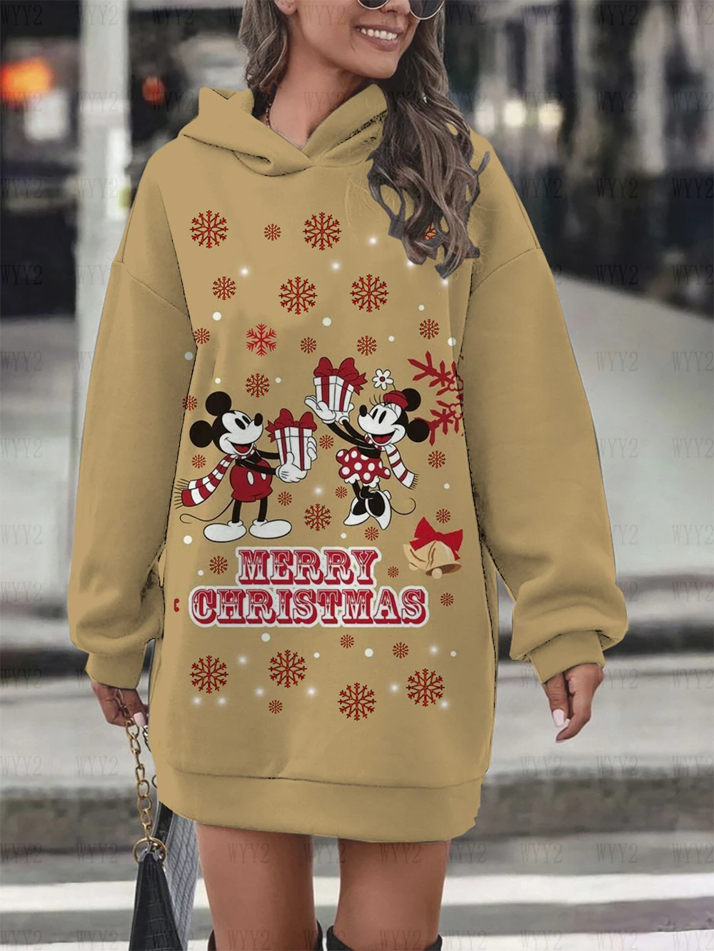 2024 new autumn and winter Disney Mickey Mouse Mickey print sweatshirt Christmas gift women\'s comfortable dress hoodie