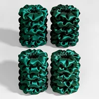 1/6/20/60/100pcs bulk satin emerald dark green scrunchies suitable women elegant 10cm headwear hair ties accessories casual cute - Image 3