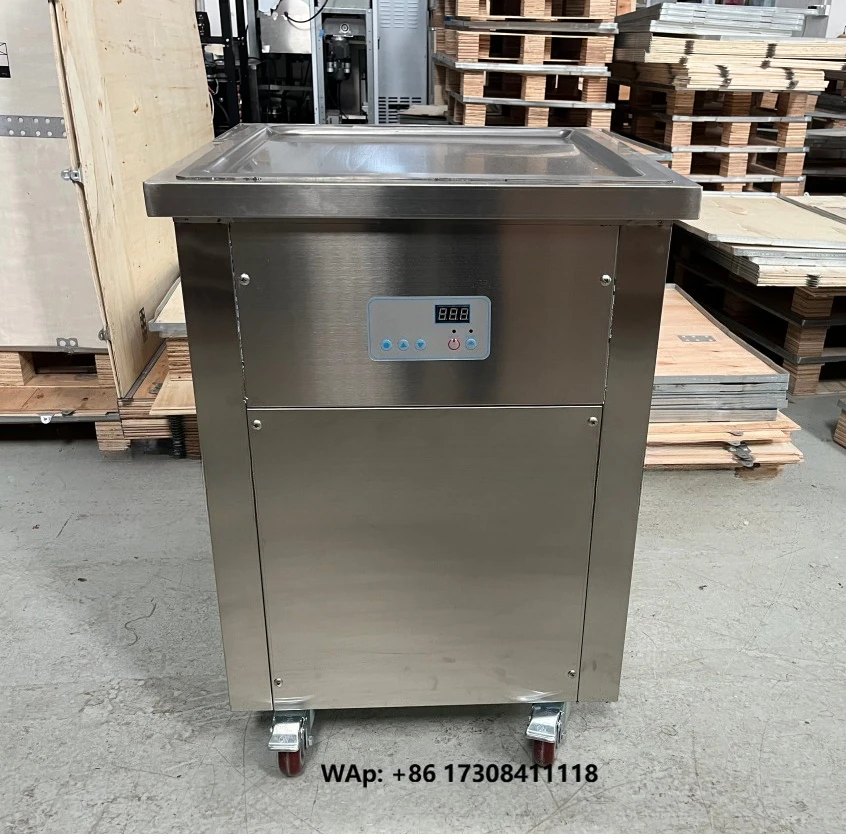 Commercial Roll Ice Cream Machine - Single Plate Stainless Steel Fried Ice Cream Machine with Compressor
