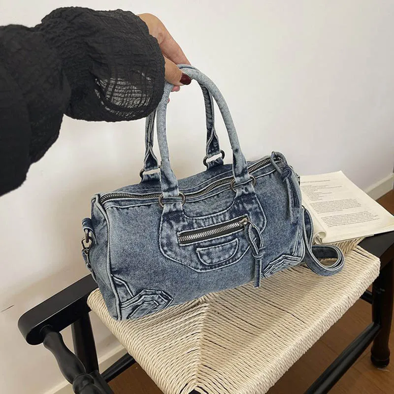 Ladies' Handbag 2026 Large Capacity Washed Denim Handbag New Retro Single Shoulder Crossbody Bags Casual Tote Bags