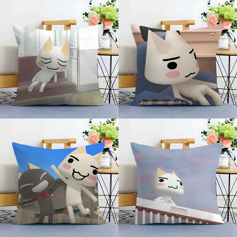 INS Cute Toro Inoue Cat Pillow Case Plush Fabric Soft  Pillowcase Double Sided Print Cushion Cover Household Gifts