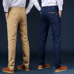 Casual Cotton Men Trousers Solid Color Slim Fit Men's Pants New Spring Autumn High Quality Classic Business Pants Men