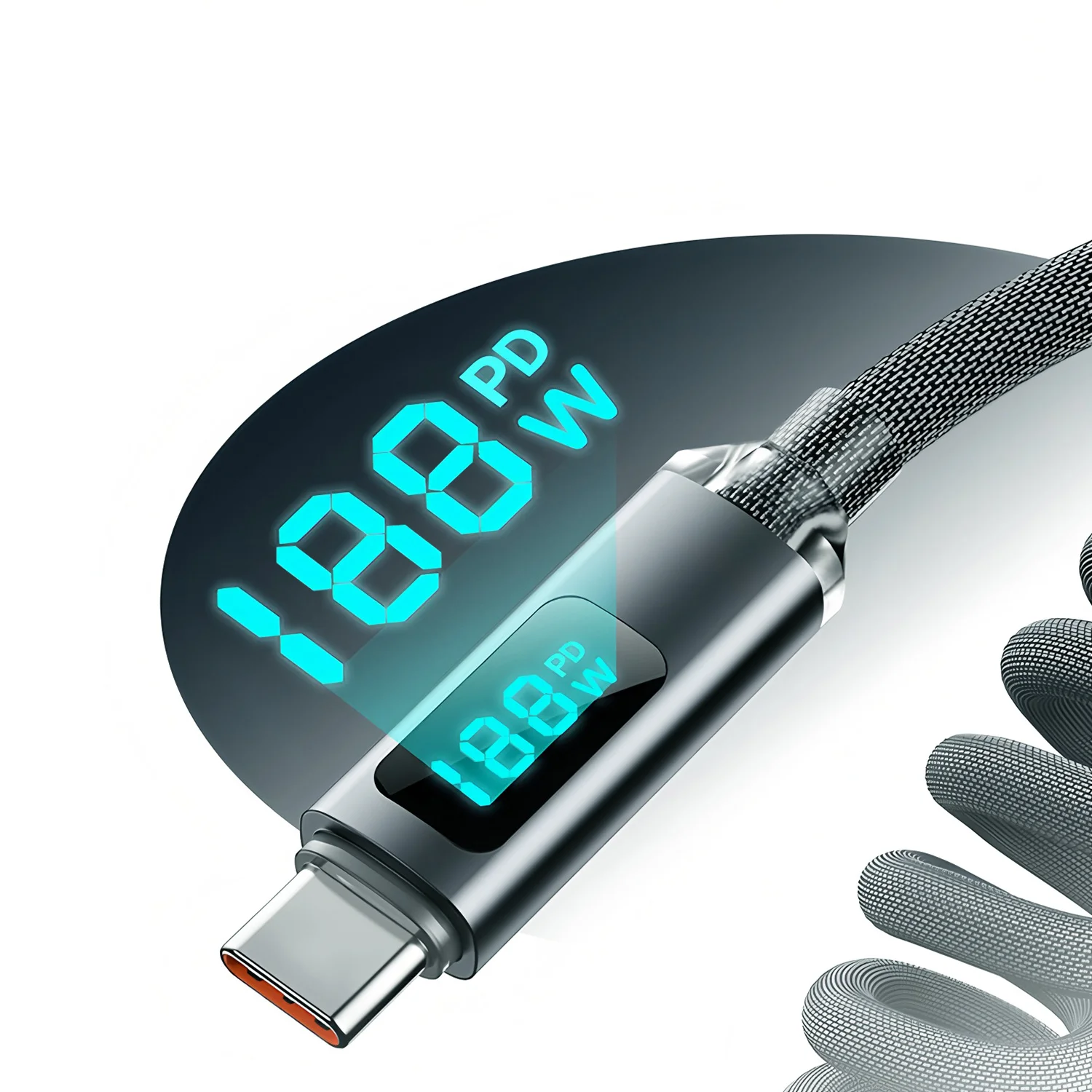 PD Digital Display 240W PD Cable to USB C 7A Fast Charging Charger Wire Cord For OPPO Realme Huawei Poco Samsung Display Cable