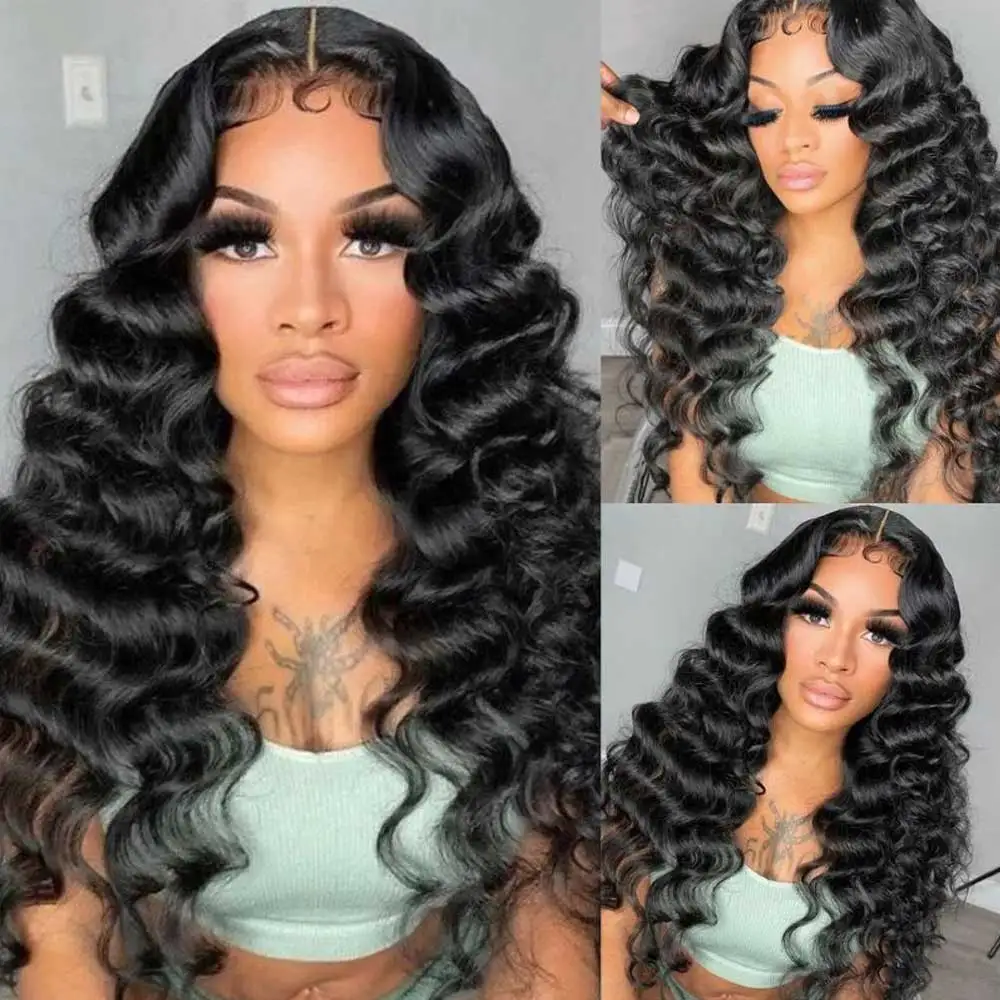 13x4 13x6 HD Loose Deep Wave Frontal Wigs 40 42 Water Deep Curly Lace Front Human Hair Wigs Remy 5x5 Gluless Wig Human Hair image 5
