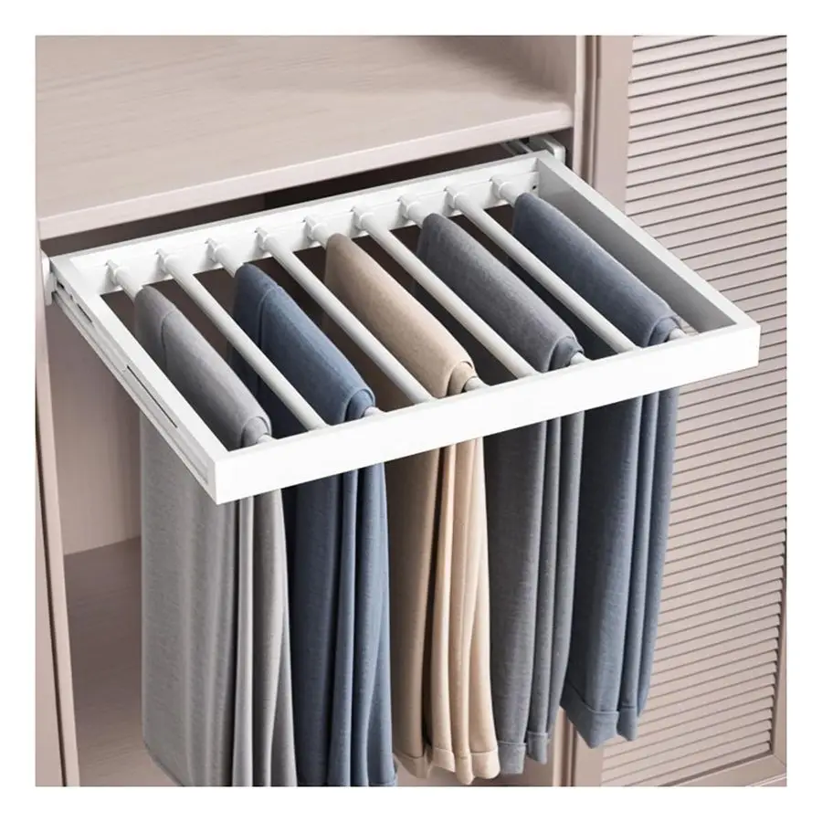 

Out Trousers Rack for Closet, Retractable Clothes Hanger Above Washing Machine, Space Saving Aluminum Alloy Wardrobe Drying Rack