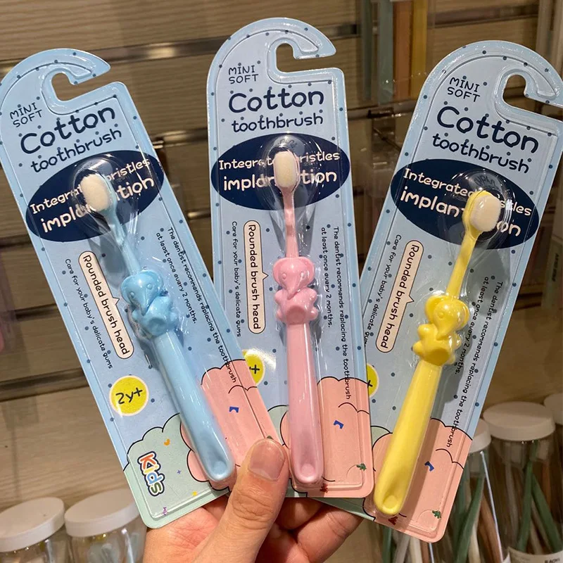 Cartoon Elephant Kids' 10000 Soft-Bristle Toothbrush Single Pack, 2-10Y Baby Exclusive, Gentle Gums Care, Deep Plaque Cleaning