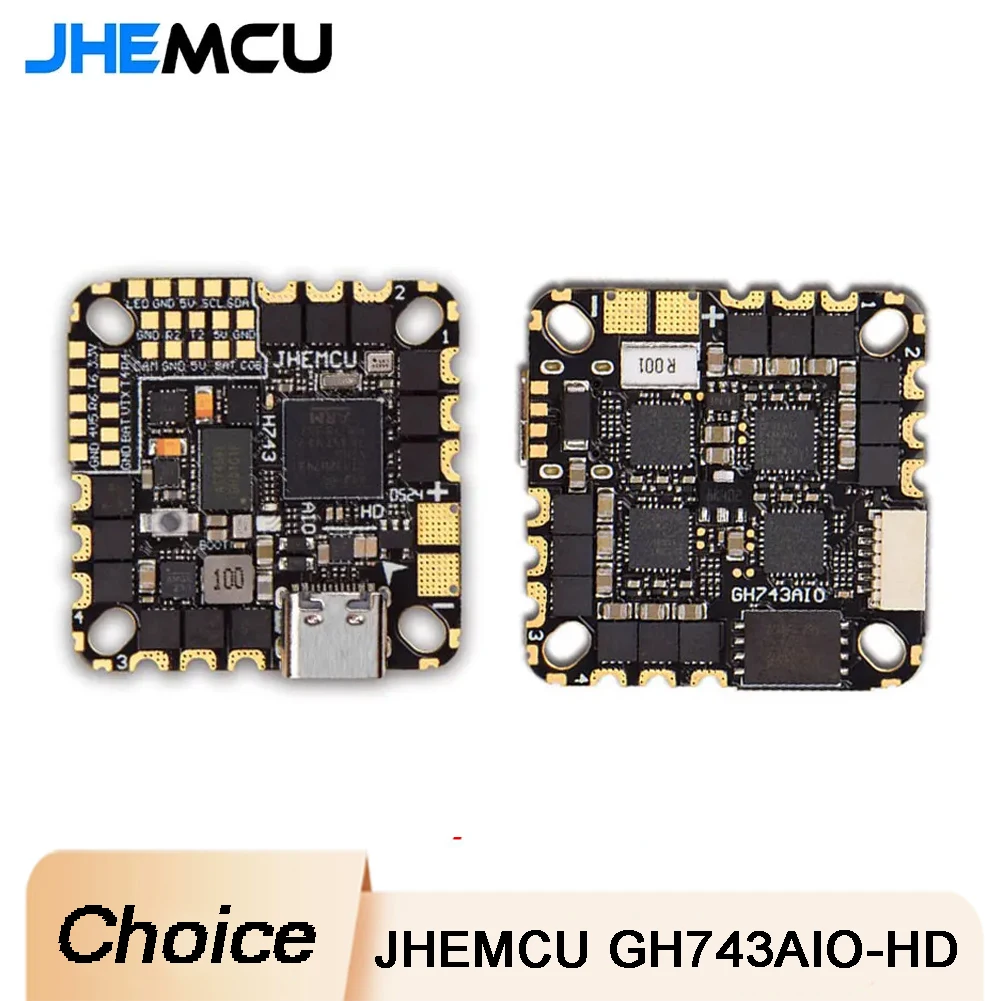 JHEMCU GH743AIO-HD وحدة تحكم في الطيران ICM-42688 AM32 40A/50A 3-6S 4in1 فرش ESC ل RC FPV حرة الطائرة بدون طيار