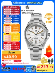 San Martin 39mm Gada Fashion Men Dress Watch Orange Luminous NH35 Automatic Mechanical Business Watches Waterproof  SN0129 Reloj
