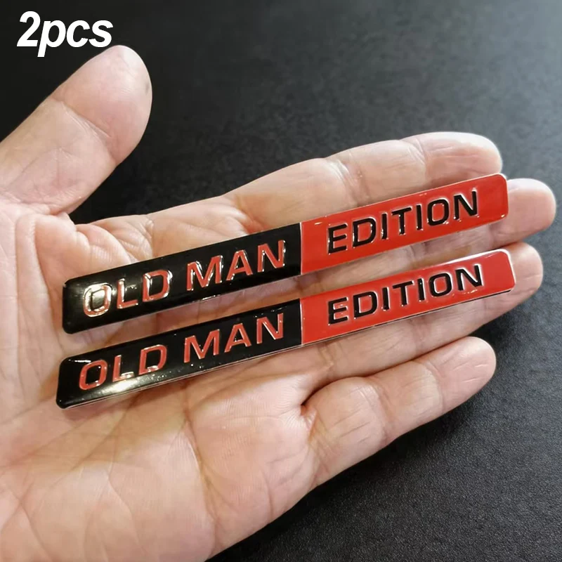 2pcs Old Man Edition Emblem Sticker Aluminium Badge Funny Old Man Edition Decals Car  Replacement Door Decoration for Universal