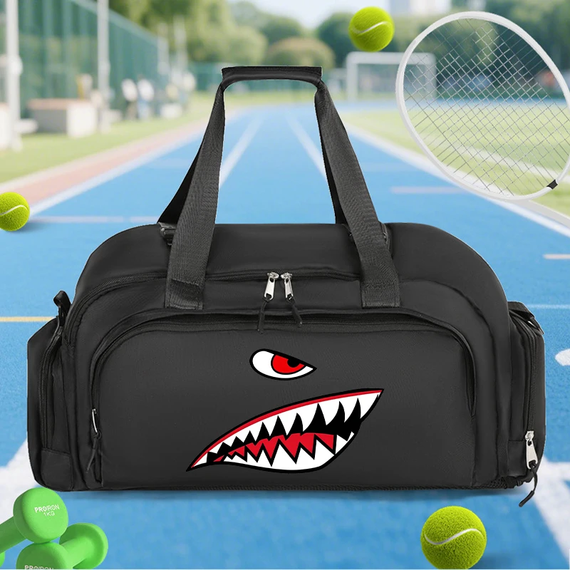 Neue Reisetasche im Haifisch-Design, große Kapazität, wasserdichte Sporttasche mit Schuhschrank, multifunktionaler Rucksack. – Detail 5