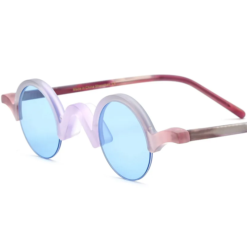 

Half-frame retro small round sunglasses for men and women the same style as celebrities driving glasses