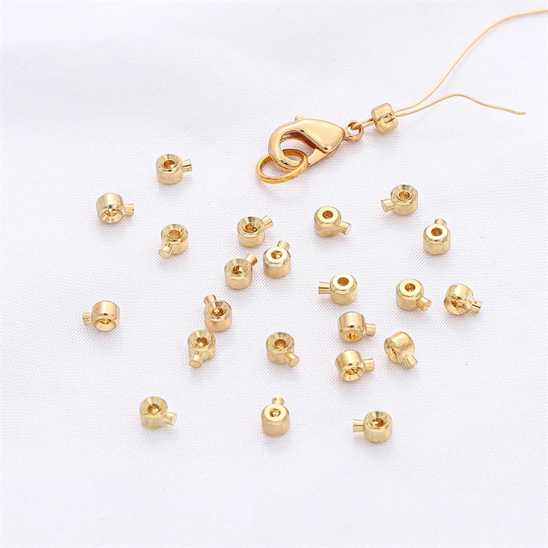 1pcs Color Retention Brass Crimp Beads for DIY Fashion Bracelet Necklace Stopper Beads Closures Jewelry End Clip Buckle Clasps