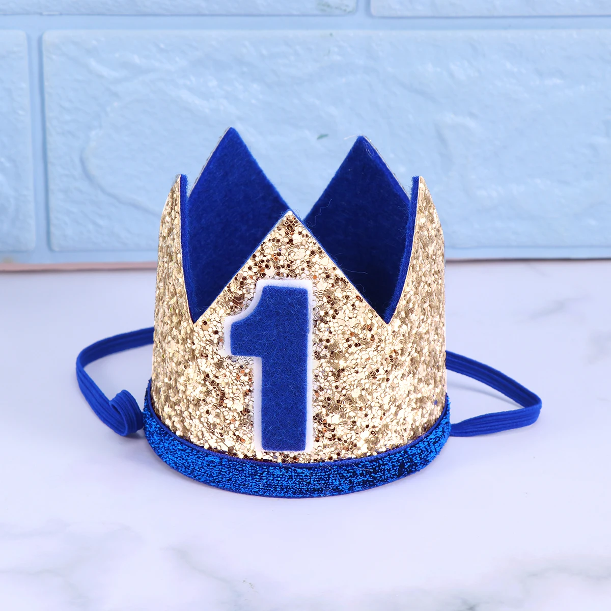 

1St Birthday Crown Kids Party Crown Hat Blue 1 Number Printing Shiny Party Supplies Tiara Decor Photo Prop Glitter