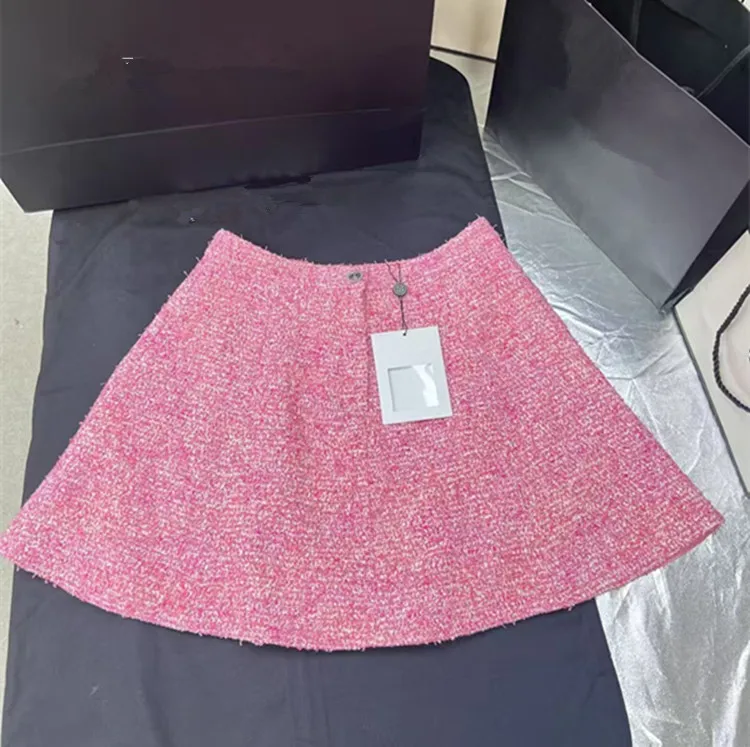 Customization European women's fashion 2026 spring new styles Long-sleeved lapel single-button pink tweed coat and skirt set
