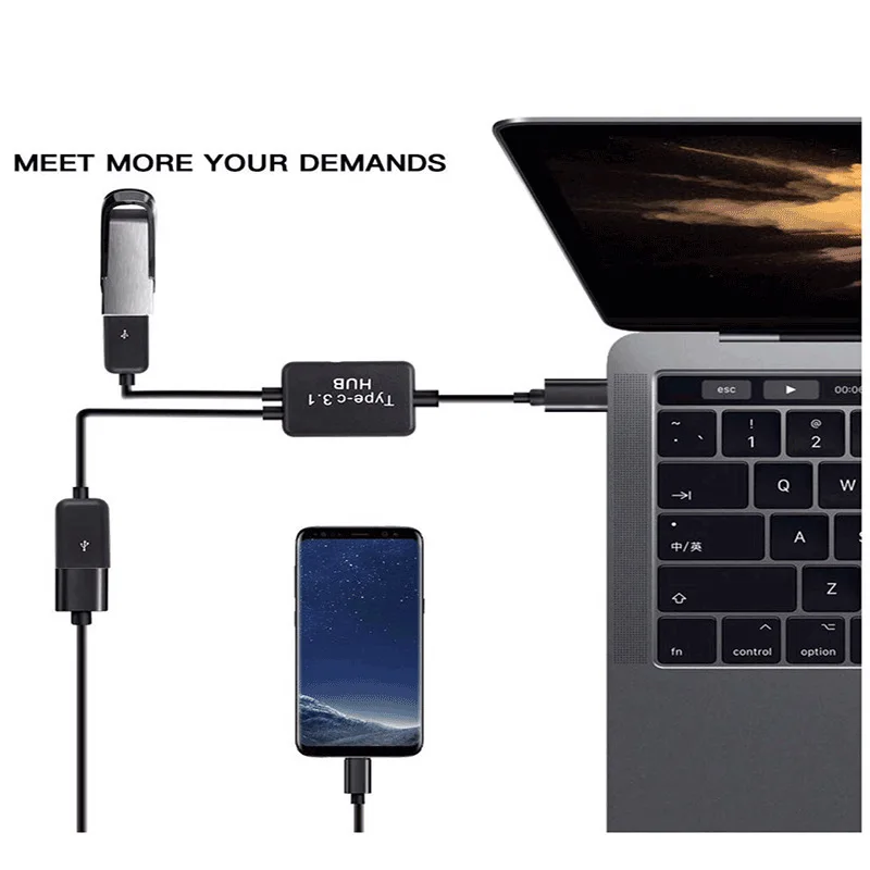 USB Splitter One Pull Two Typec To  Female OTG Line Mobile Phone Extender  Split 