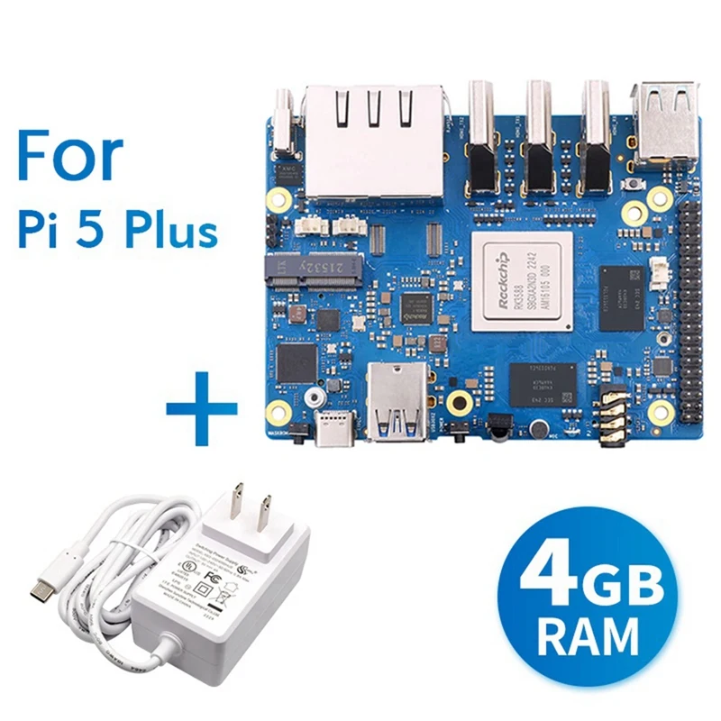 For Orange Pi 5 Plus Development Board Kit RK3588 64Bit 2.5G M.2 Slot Support 2230 Wi-Fi 6 BT Module Kit US Plug