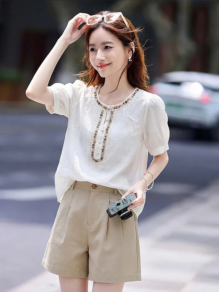 

Xin Fei Yu Casual T-Shirt Set Women's Summer New Design Breathable Lightweight High Waist Shorts Two-Piece Suit Fashion Ensemble