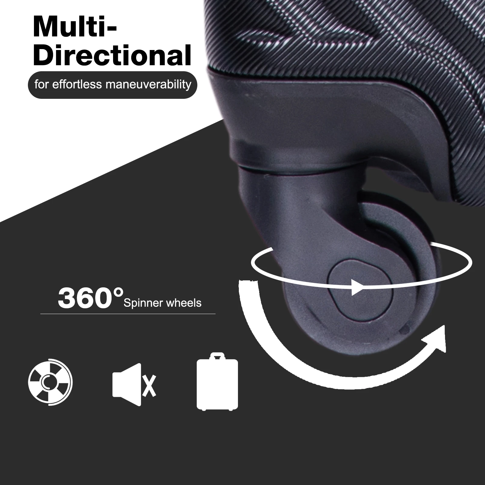 Set di valigie da 3 pezzi con doppia ruota girevole, set di valigie Custodia rigida per PC con lucchetto TSA e borse portaoggetti per organizer