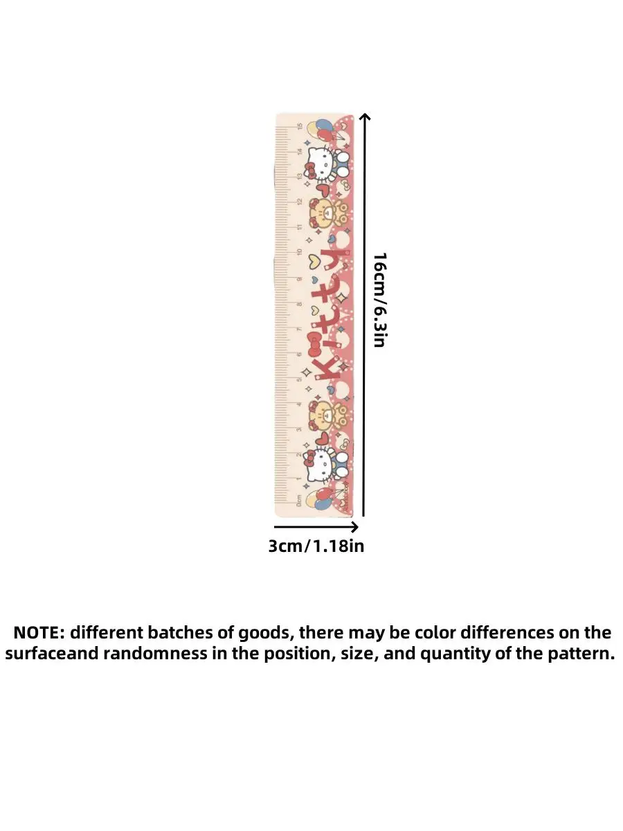1/4pcs Acrylic Ruler with Cartoon Designs Hello My Melody Kittyes, Cinnamoroll, Kuromi -Officially Licensed School Stationery