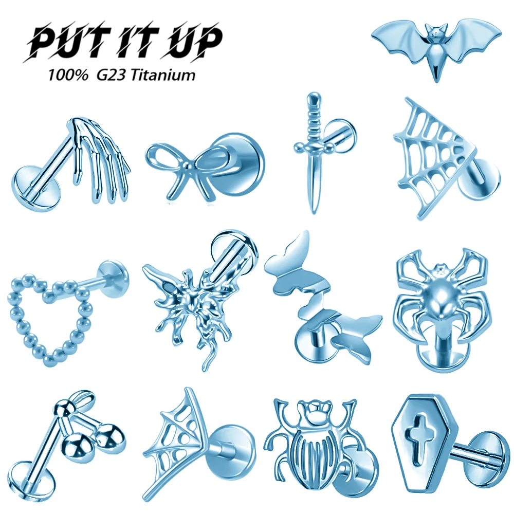 

F136 Titanium Alloy Fashion Anodised Light Blue Stud Earring Set High-Quality Low-Allergenic Cartilage Piercing Jewellery