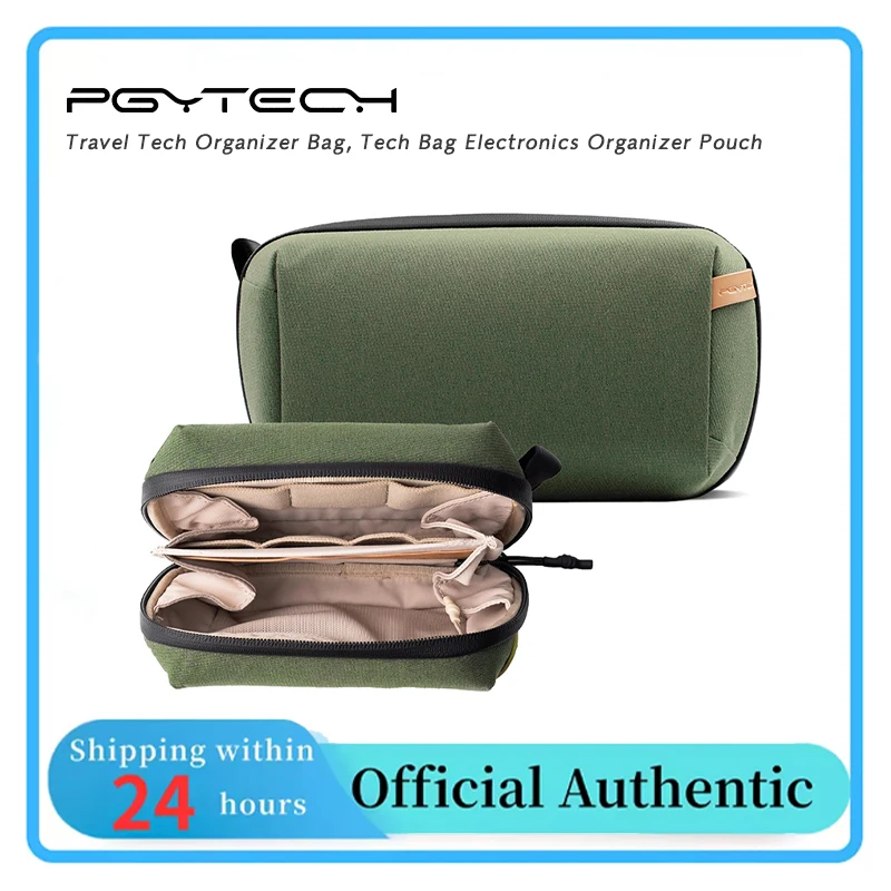 FOR Daily Travel PGYTECH Green Waterproof Tech Organizer Pouch Portable Case For Cords Phone Batteries Photography SD Cards