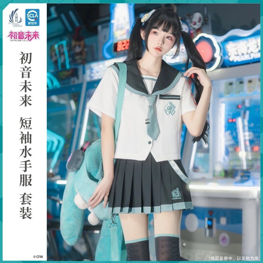 Original Vocaloid Hatsune Miku JK Uniform Shirt Navy Blouse Sailor Tops Short Sleeve Girl Blouse Summer Women Cosplay Costume