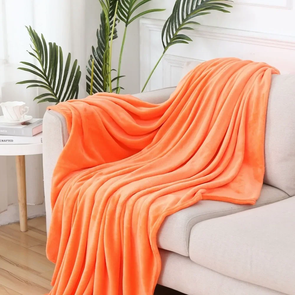 1pc Solid Color Flannel Blankets Sofa Napping Blanket Air Conditioning Blanket Home Multifunctional Covers Soft and Comfortable