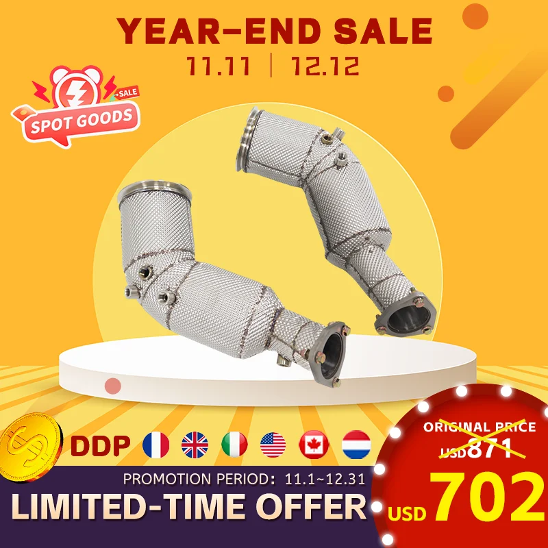 

11.11 HMD Exhaust System High Flow Performance Downpipe for Audi RS6 RS7 C8 4.0T A8 S8 D5 2019+ With Catalytic Converter