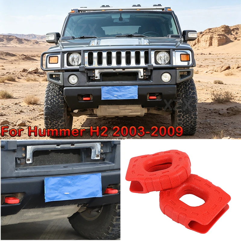 

For Hummer H2 2003-2009 Red/Orange TPE Car front Iron Tow Hook Rescue Rear Trailer Hook Protective Decorative cover Accessories