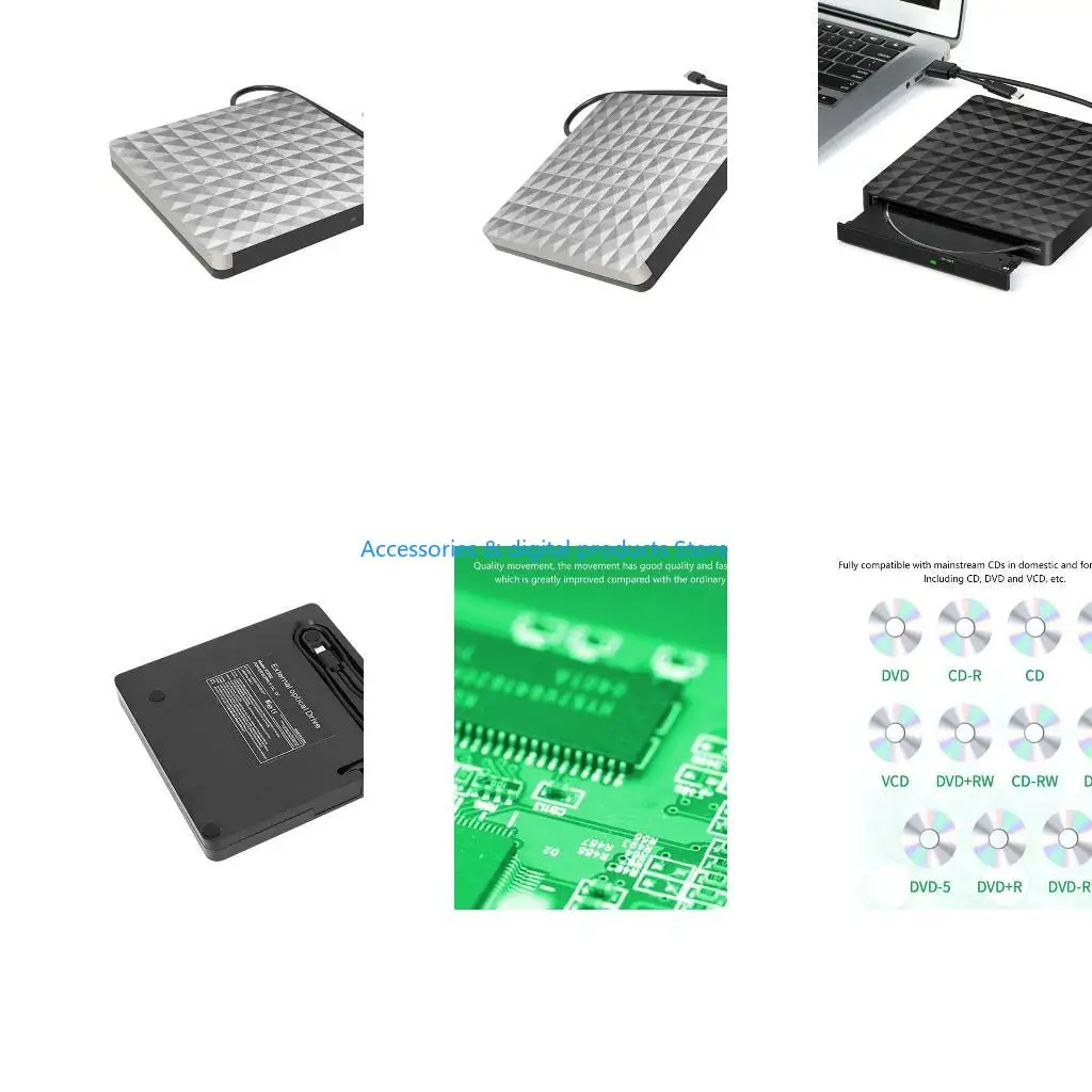 77JD USB3.0 Type C External DVD Writer Drives Burners Diamond Reader Player Optical Drives for Laptop DVD Burners
