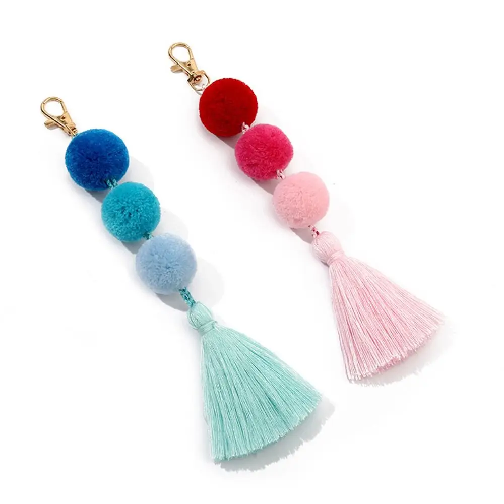 Fashion Handmade Pompom Keyring Multipurpose Colorful Pompom Tassel Pendant Portable Tassel Keychain Handbag
