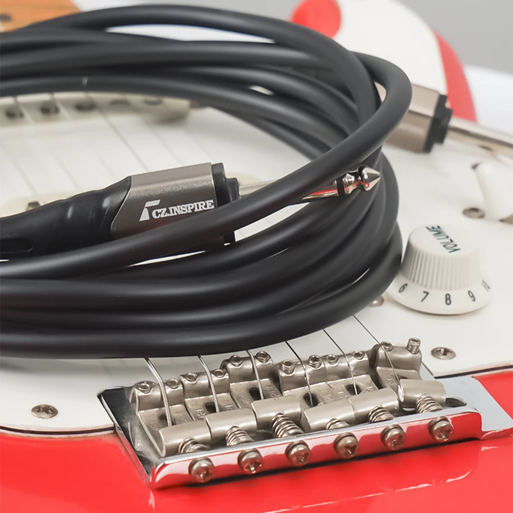 Guitar Cable Instrument Cord for Electric Bass 3m Metal Connector PVC Shielded Low Noise TS Wire for Amp Pedal Keyboard