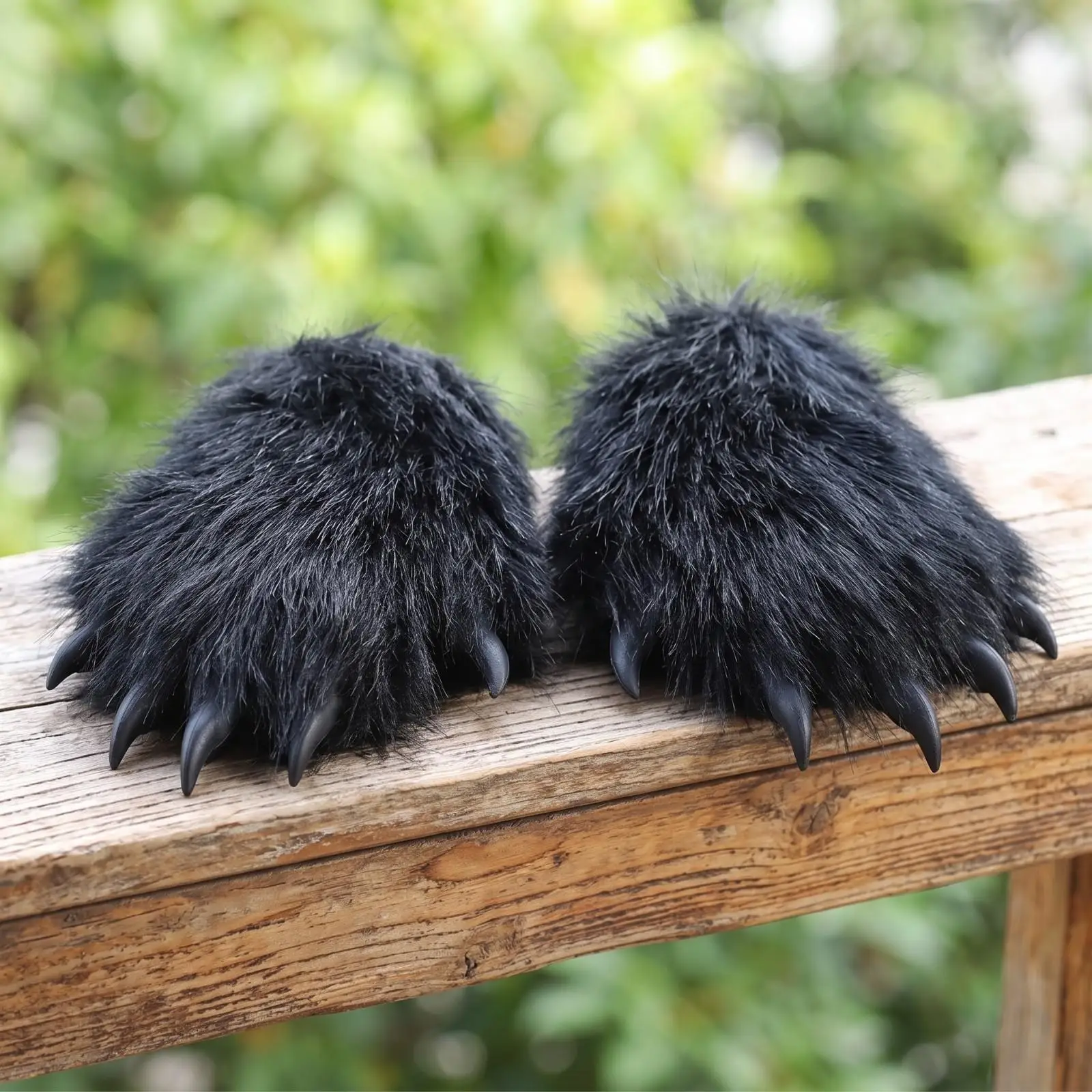 Furry Beast Claw Costume Gloves for Adults Kids Faux Fur Monster Paw Hand Wear for Party Dance Stage Show