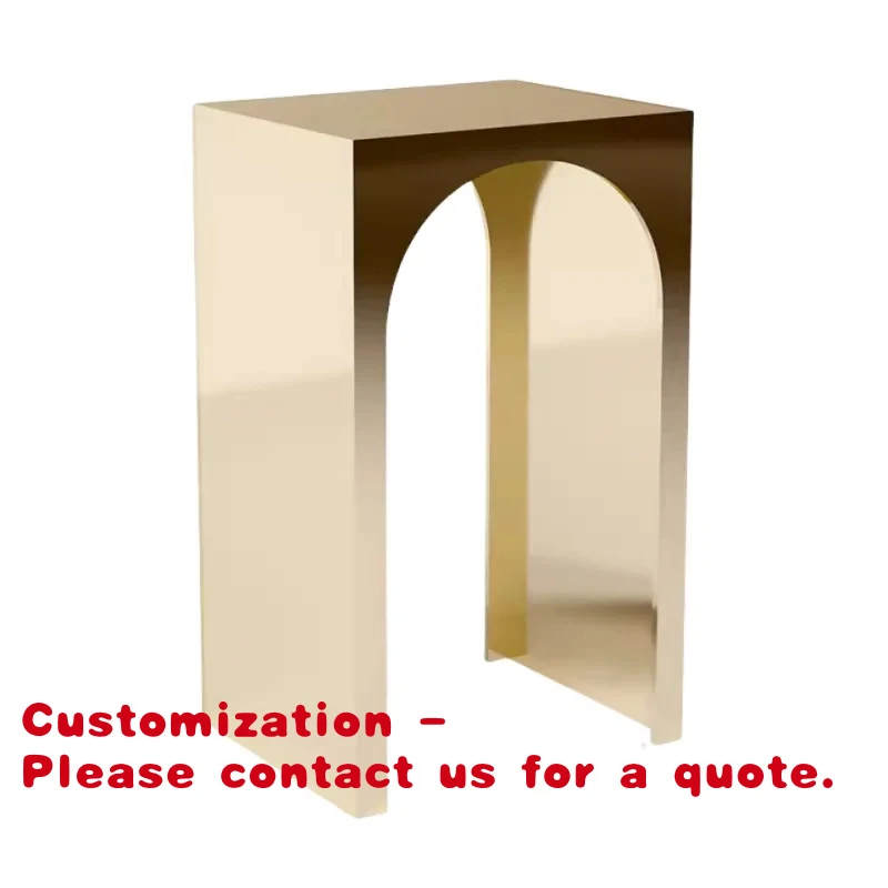 custom.Modern Design Metal Side Shiny Retail Garment Store Display Table Golden Clothing Display Racks Clothes