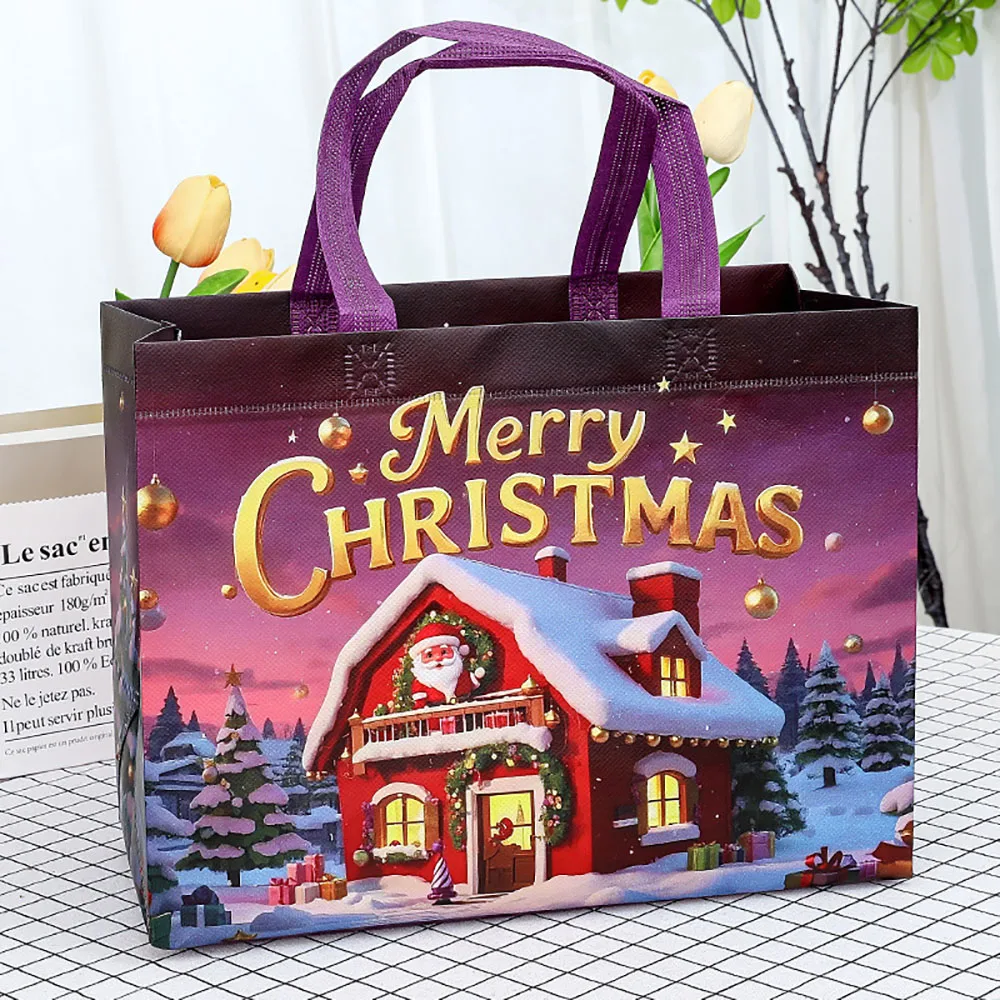 Christmas Gift Bag Non-woven Santa Snowman xmas tree Tote Bags Gift Packaging Bag Waterproof Shopping Bag Xmas New Year Bags