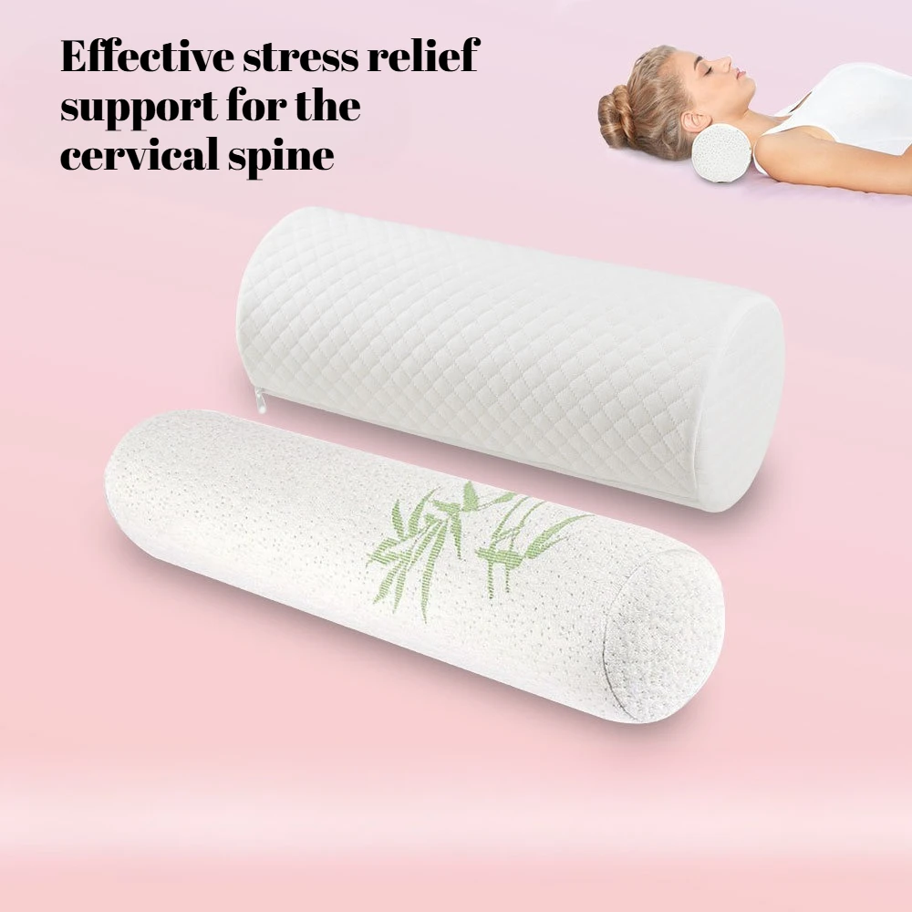 

1pc Ergonomic Cervical Roller Pillow-Removable Washable Bamboo Leaf Design for Spine/Neck/Back/Leg Relief Travel Support