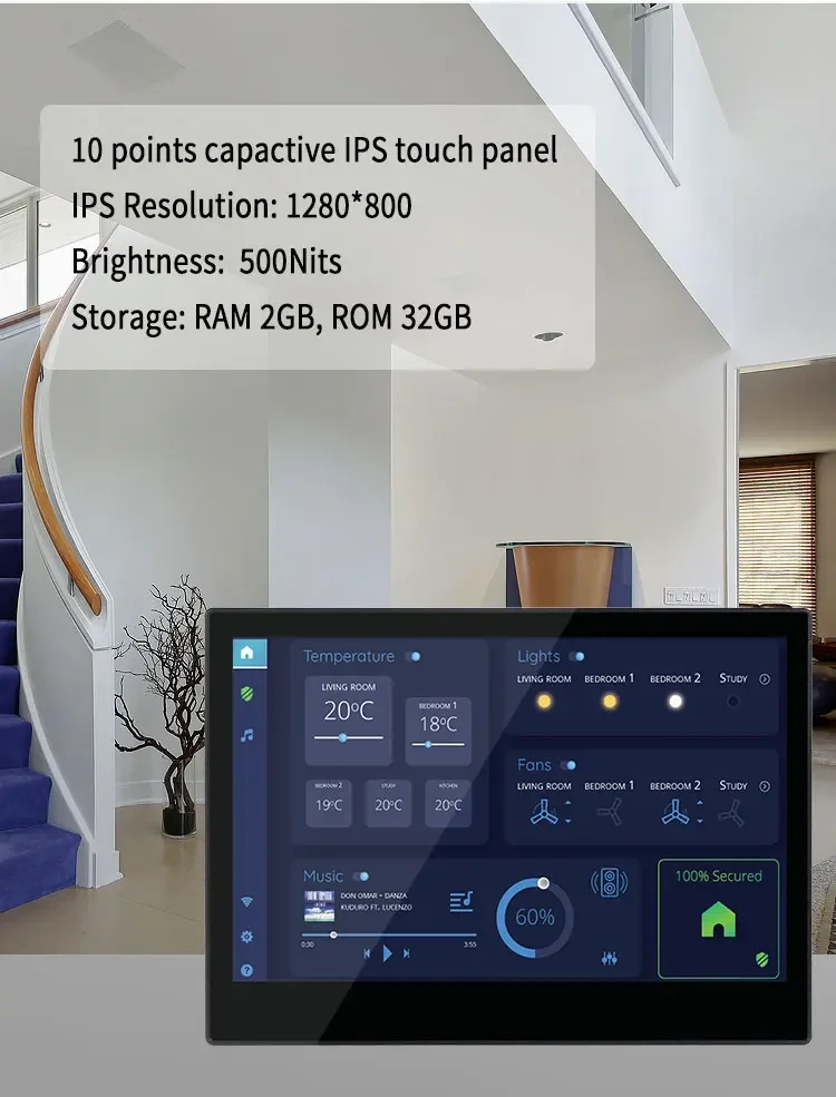Smart Home Tuya 10 Inch IP&WIFI Security System KNX Touch Panel