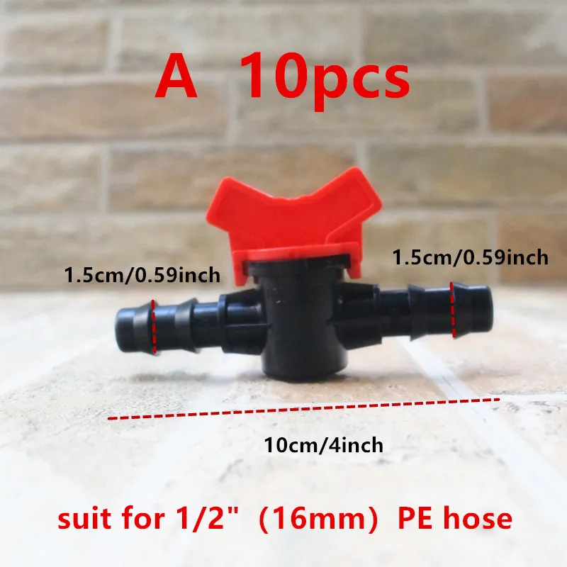 10pcs 16/20mm Hose Barbed Mini Valve Garden Tap Barb Connectors With 1/2 3/4 Inch Thread Drip Irrigation System Fitting