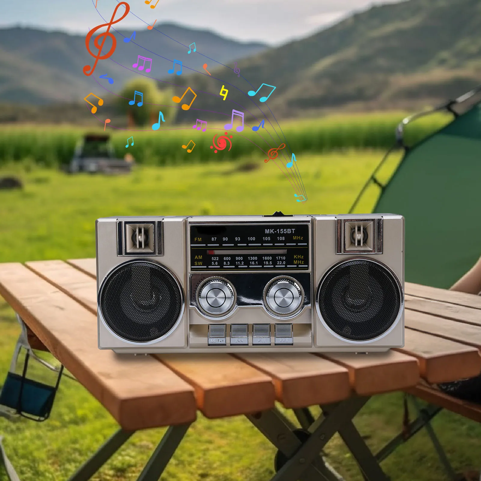 المحمولة الرجعية AM/FM/SW راديو RGB سمّاعات بلوتوث كامل النطاق واضح ضوء الصوت للاستخدام المنزلي في الهواء الطلق حديقة بارك الحمام