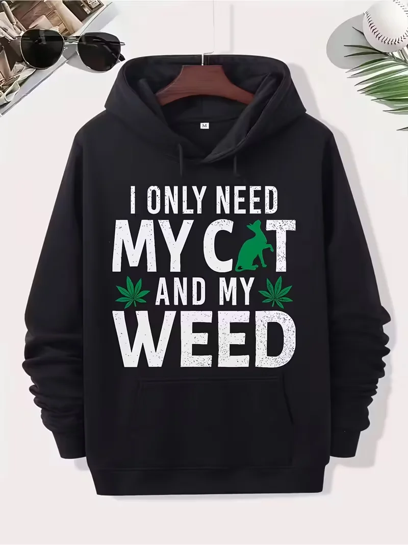 سويت شيرت رجالي فضفاض بقلنسوة 270 جرام - طباعة جرافيك مضحكة، هوديس برباط للارتداء اليومي الكاجوال، أكمام طويلة لعيد الميلاد