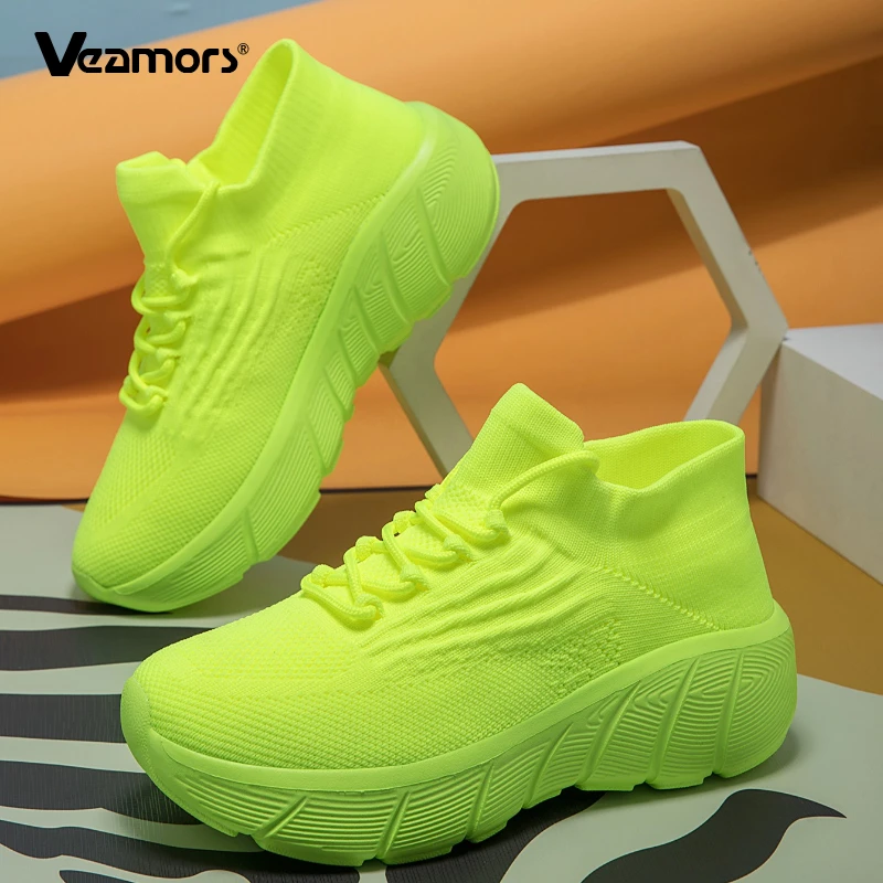 

Модные вязаные носки, женская эластичная прогулочная обувь, модная мужская универсальная стильная повседневная обувь на платформе, противоскользящая обувь